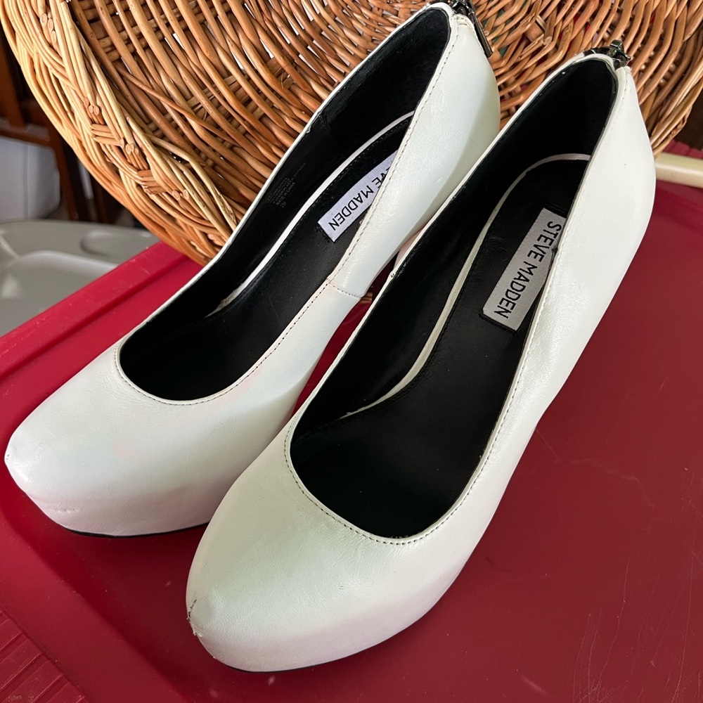 White Steve Madden heels